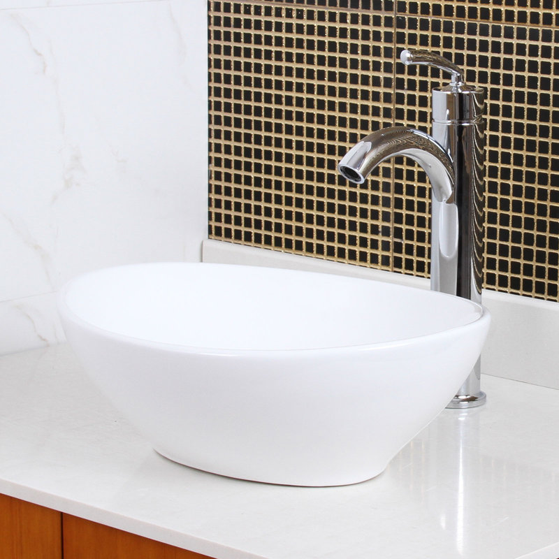 Elite Ceramic Oval Vessel Bathroom Sink & Reviews Wayfair